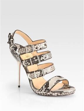 CHRISTIAN LOUBOUTIN Funky Snakeskin Buckleup Sandals Sz:37 NEW